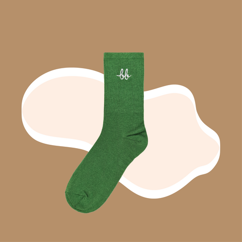 Basic Socks in Green (Unisex) ถุงเท้า ระดับครึ่งขา สีเขียว (1คู่)